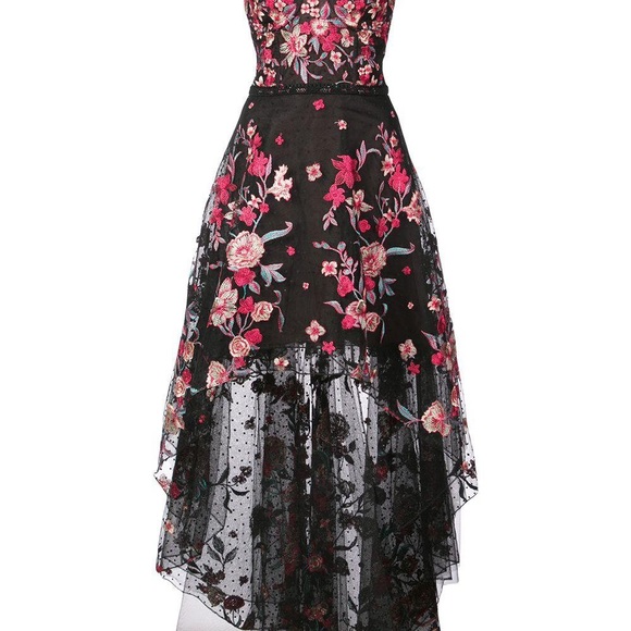 Marchesa notte
Women's Black Embroidered High-low Flocked Tulle Gown - Picture 3 of 8